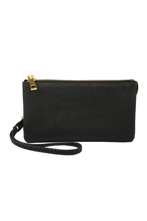 S24-4-1-005BK- LEATHER WALLET WITH DETACHABLE WRISTLET - BLACK/1PC