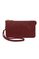 S24-5-1-005BU- LEATHER WALLET WITH DETACHABLE WRISTLET  - BURGUNDY /1PC