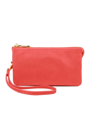 S24-5-1-005PK- LEATHER WALLET WITH DETACHABLE WRITSLET - CORAL PINK/1PC