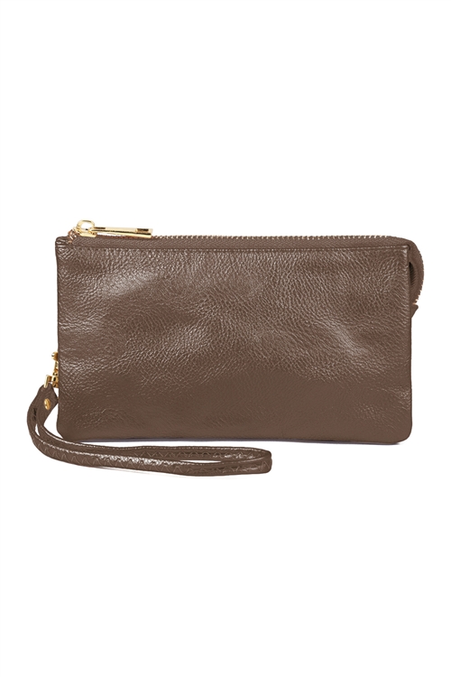 S24-5-1-005DKGOLD- LEATHER WALLET WITH DETACHABLE WRISTLET - DARK GOLD/1PC