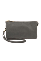 S24-5-1-005GY- LEATHER WALLET WITH DETACHABLE WRISTLET  - GRAY /1PC