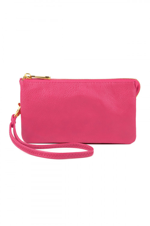 S24-5-1-005HPK- LEATHER WALLET WITH DETACHABLE WRISTLET  - HOT PINK /1PC