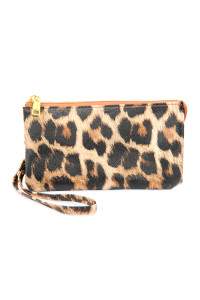 S24-5-1-005LEO - LEATHER WALLET WITH DETACHABLE WRISTLET -LEOPARD /1PC