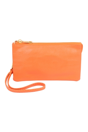 S15-14-1-005OR - FAUX CROSSBODY WRISTLET BAG - ORANGE/1PC