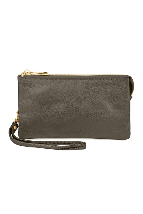 S24-4-1-005PEWTER- LEATHER WALLET WITH DETACHABLE WRISTLET - PEWTER/1PC