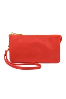 S24-5-1-005RD- LEATHER WALLET WITH DETACHABLE WRISTLET  - RED /1PC