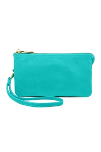 S24-4-1-005TQ- LEATHER WALLET WITH DETACHABLE WRISTLET - TURQUOISE/1PC