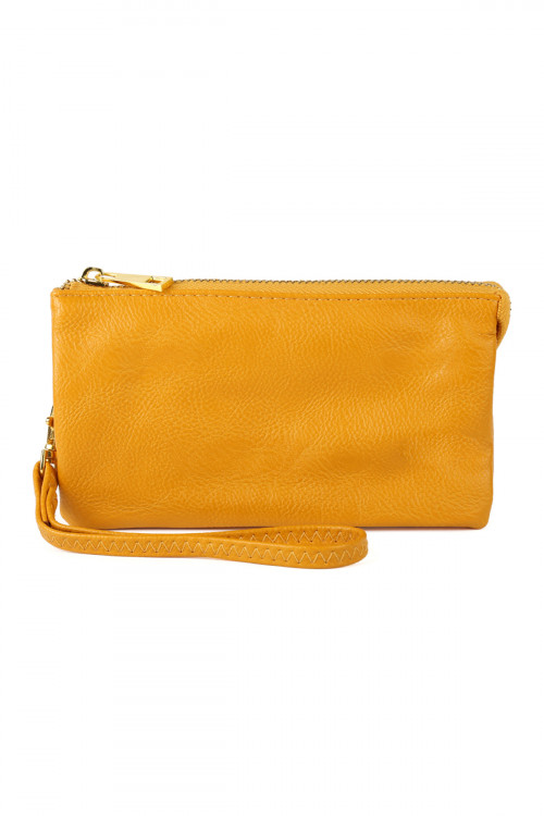 S22-4-2-005YE- LEATHER WALLET WITH DETACHABLE WRISTLET  - YELLOW /1PC