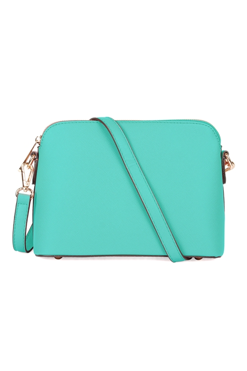 S18-9-1-10119TQ - FAUX SAFFIANO CROSSBODY BAG TURQUOISE/1PC