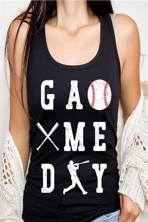 PO-1533-E2312-B - GAME DAY BASEBALL GRAPHIC RACERBACK TANK TOP- BLACK-2-2-2-2