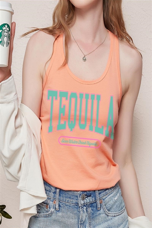 PO-1533-E2321-LTOR - TEQUILA SUMMER DRINK GRAPHIC RACERBACK TANK TOP- LT ORANGE-2-2-2-2