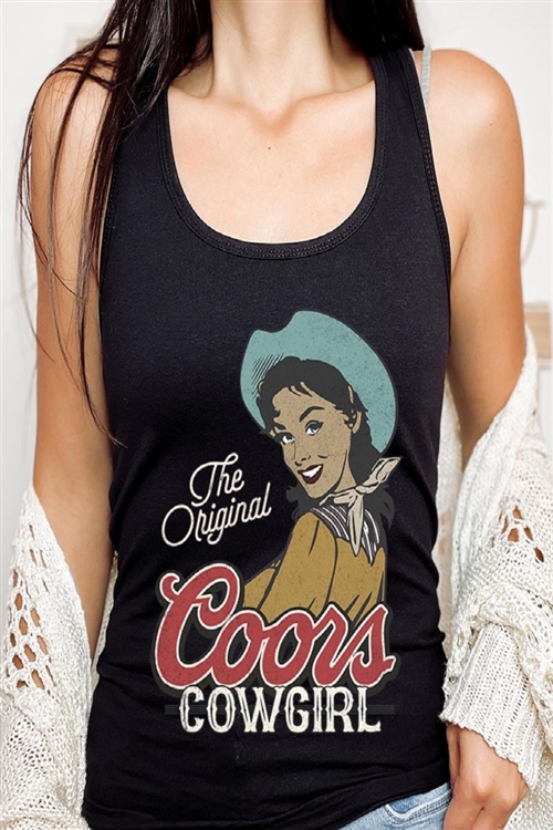 PO-1533-E2344-B - THE ORIGINAL COORS COWGIRL GRAPHIC RACERBACK TANK TOP- BLACK-2-2-2-2