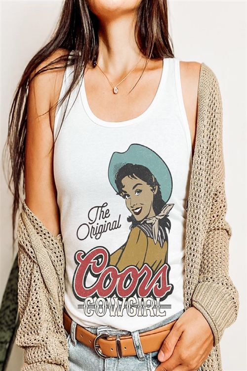 PO-1533-E2344-W - THE ORIGINAL COORS COWGIRL GRAPHIC RACERBACK TANK TOP- WHITE-2-2-2-2