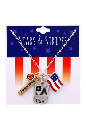 S1-4-1-15661LSI-S - AMERICAN FLAG TAG CLUSTER PENDANT-USA SILVER/1PC