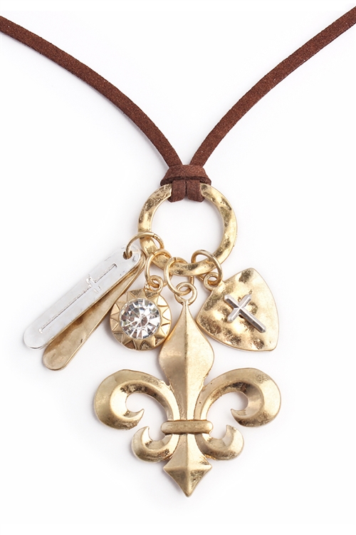 A1-3-1-15666G - RELIGIOUS FLEUR DE LIS NECKLACE-GOLD/6PCS