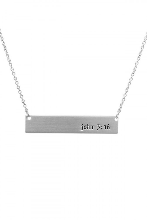 S24-3-4/A6-4-16427S-SILVER BAR JOHN 3:16 NECKLACE/1PC