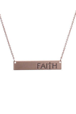 SA4-3-3-16428RG ROSE GOLD BAR FAITH MATTE NECKLACE/1PC