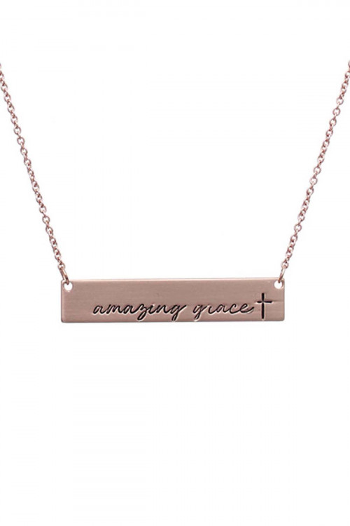 A2-3-3-16429RG ROSE GOLD BAR AMAZING GRACE NECKLACE/1PC