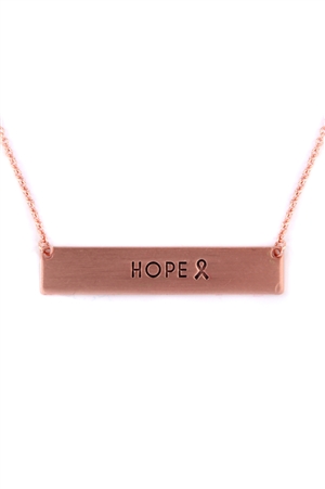 S5-5-3-16766-RG - BAR HOPE RIBBON NECKLACE- ROSE GOLD/6PCS