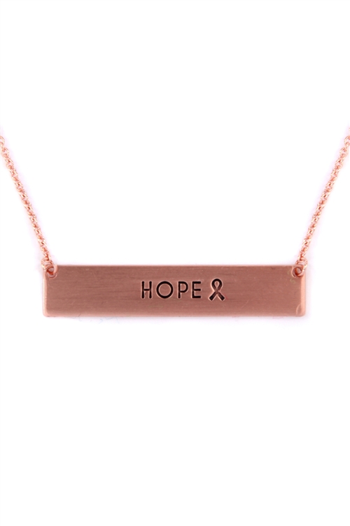 S5-5-3-16766-RG - BAR HOPE RIBBON NECKLACE- ROSE GOLD/6PCS