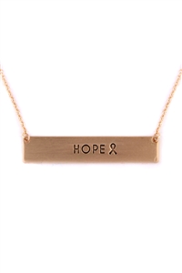 S5-5-3-16766G - BAR HOPE RIBBON NECKLACE- GOLD/6PCS