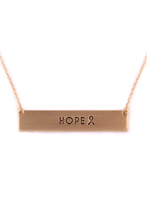 S5-5-3-16766G - BAR HOPE RIBBON NECKLACE- GOLD/6PCS