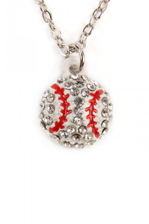 S5-4-2-16924WH-S BASEBALL PENDANT SPORTS CHARM NECKLACE/6PCS