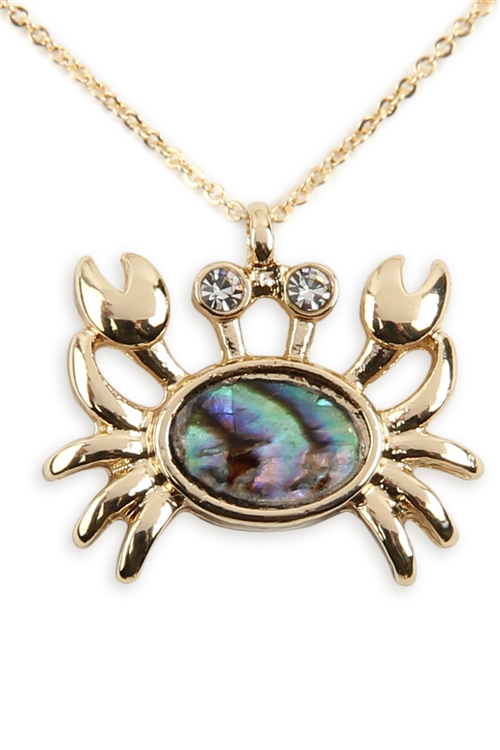 A2-2-3-17145VMM-G - ABALONE CRAB PENDANT NECKLACE - GOLD/6PCS