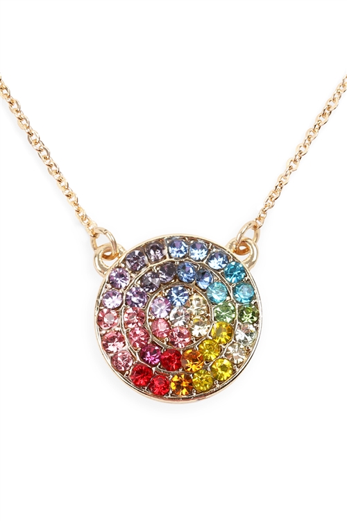 S1-7-2-17172MU-G - RAINBOW ROUND SHAPE NECKLACE/1PC