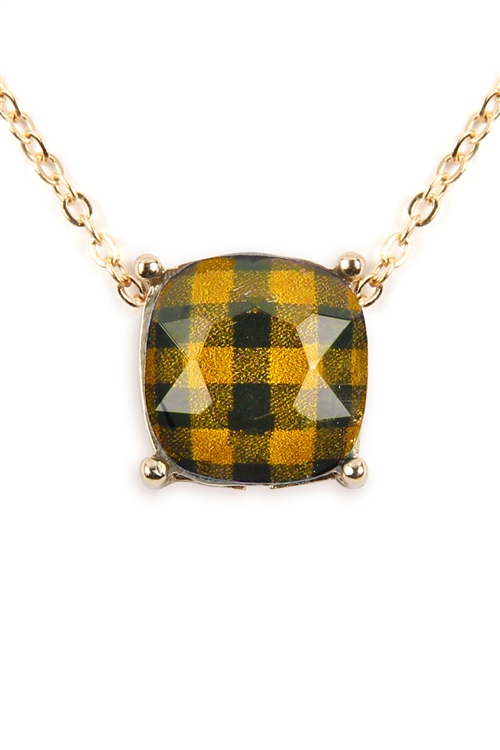 G-3-5-17300JO-G - BUFFALO CHECKERED CHAIN NECKLACE - YELLOW/6PCS