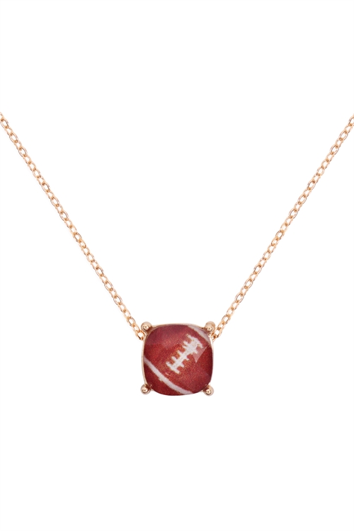 S5-4-3-17444STO-G- CUSHION CUT FOOTBALL NECKLACE - GOLD/6PCS