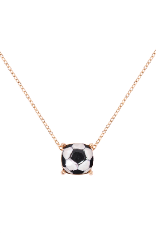 S1-4-3-17445JT-G - CUSHION CUT SOCCER NECKLACE GOLD/6PCS