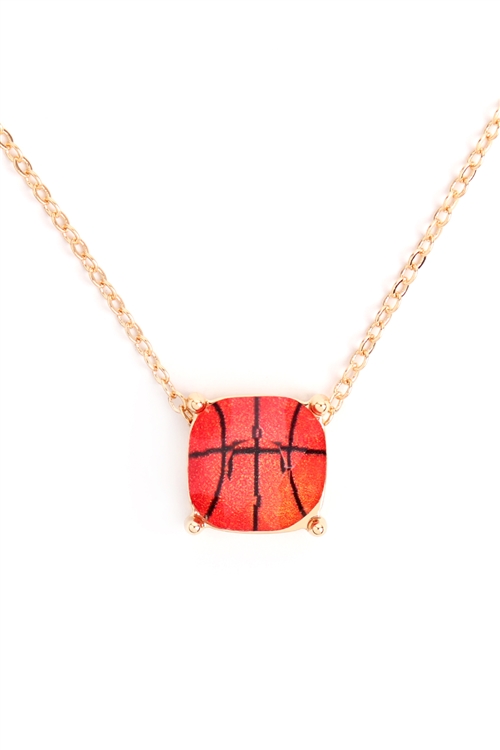 S5-4-3-17453HY-G- CUSHION CUT BASKETBALL NECKLACE/6PCS