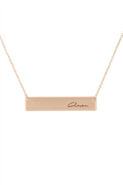 S1-7-2-17454G - "CHOSEN" CUSTOM BAR NECKLACE-GOLD/6PCS