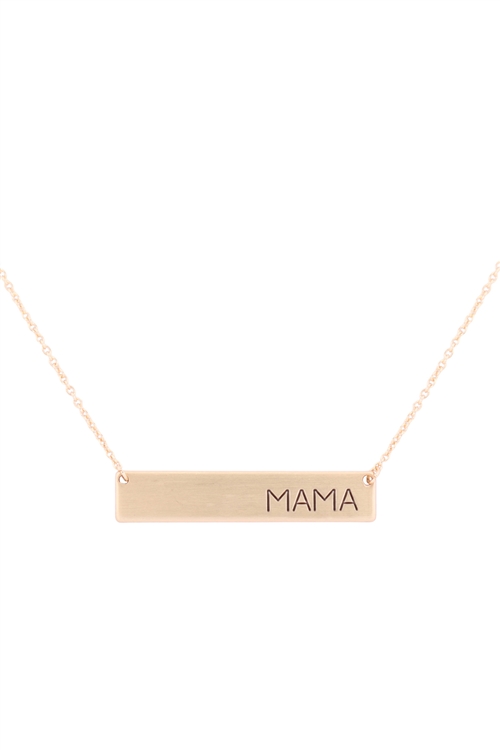 S1-7-2-17610-MG - MAMA BAR NECKLACE - MATTE GOLD/6PCS