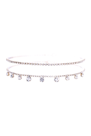 S17-7-3-17869CR-G -  RHINESTONE LAYERED DAINTY CHOKER COLLAR NECKLACE- CRYSTAL GOLD/1PC