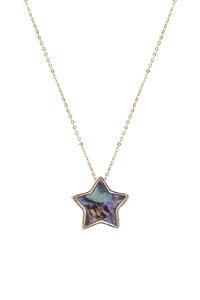 A2-3-3-17871VMM-G -  ABALONE STAR CHARM PENDANT NECKLACE - GOLD/1PC