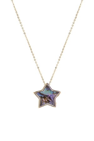 A2-3-3-17871VMM-G -  ABALONE STAR CHARM PENDANT NECKLACE - GOLD/1PC