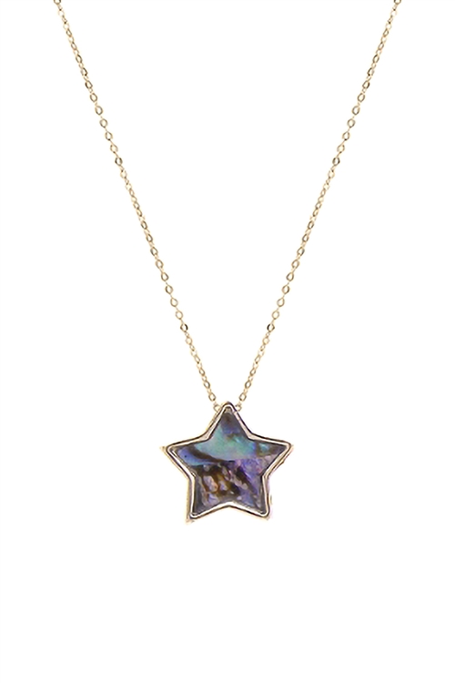 A2-3-3-17871VMM-G -  ABALONE STAR CHARM PENDANT NECKLACE - GOLD/1PC