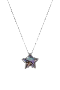 A2-3-3-17871VMM-R - ABALONE STAR CHARM PENDANT NECKLACE - SILVER/1PC