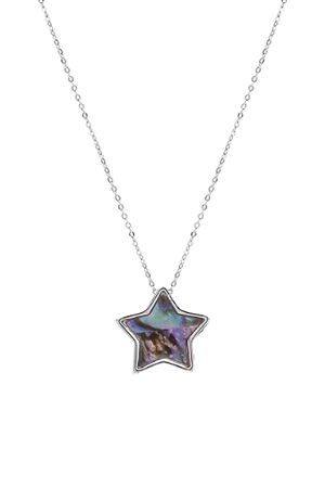 A2-3-3-17871VMM-R - ABALONE STAR CHARM PENDANT NECKLACE - SILVER/1PC