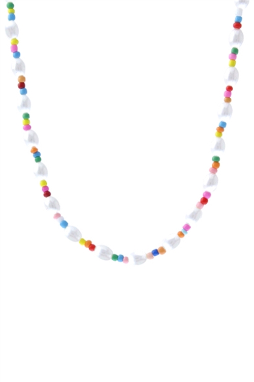 A2-3-3-17925WHM-G - FRESH WATER PEARL  BEADS COLOR  NECKLACE - MULTICOLOR/6PCS