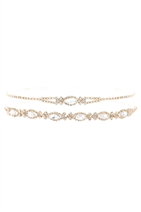 S18-11-4-17942CR-G - RHINESTONE OVAL SIDEWAYS  LAYERED COLLAR  NECKLACE - CRYSTAL GOLD/1PC (NOW $ 2.00 ONLY!)