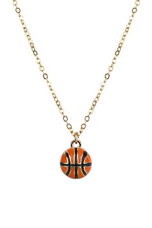 A2-3-3-17962HY-G - BASKETBALL EPOXY SPORTS PENDANT NECKLACE/1PC