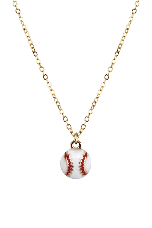 A1-3-4-17965WH-G - BASEBALL EPOXY SPORTS PENDANT NECKLACE/1PC