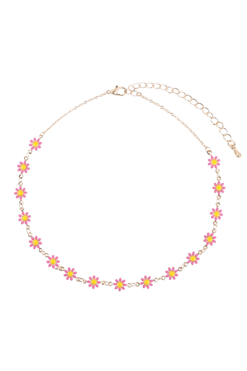 S1-8-5-17982RO-G - FLOWER DAINTY NECKLACE- ROSE GOLD/1PC