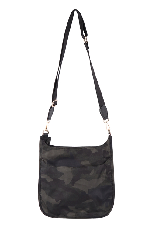 S18-7-2-2019929 - WOMEN'S HOBO LEATHER CROSSBODY BAG - DARK CAMOUFLAGE/1PC