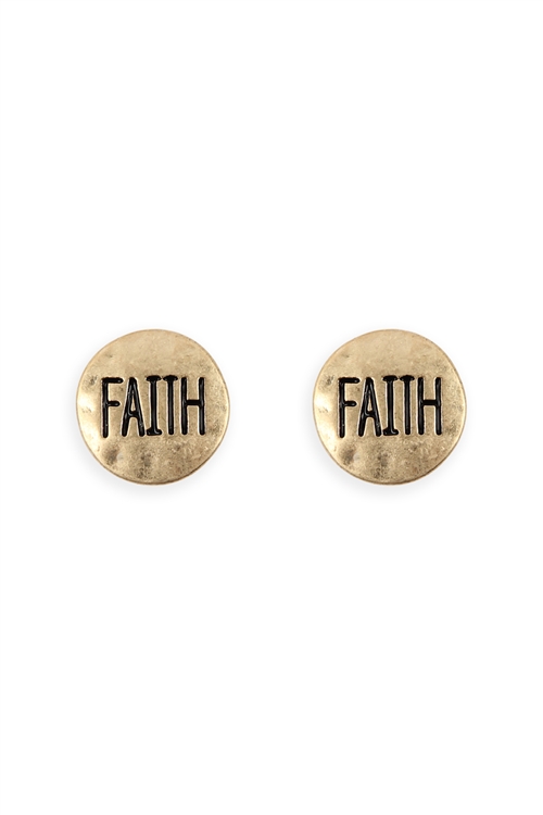 SA3-3-3/S22-9-1-24619G - FAITH STUD EARRINGS /6PCS