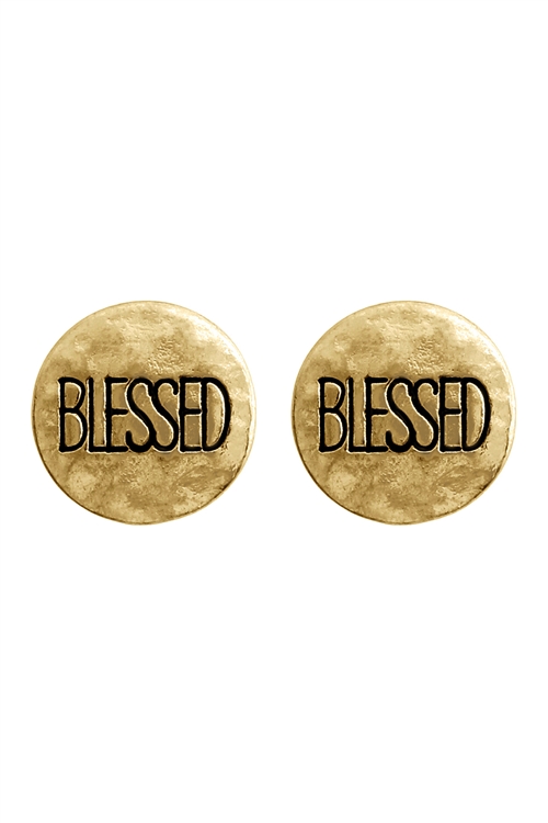 A2-3-4-24620G - GOLD BLESSED STUD EARRING /6PCS