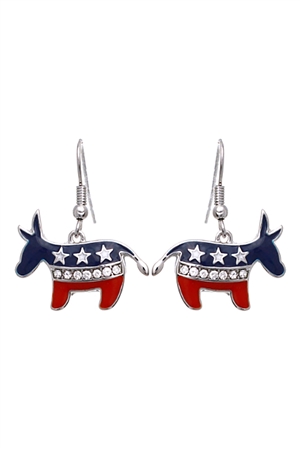 SA3-2-5-24751CR-S - USA FLAG ACCENT DEMOCRATS DONKEY - CRYSTAL SILVER/1PC